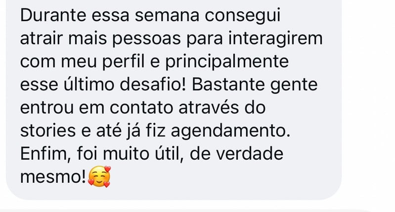 Depoimento Aluna Desafio