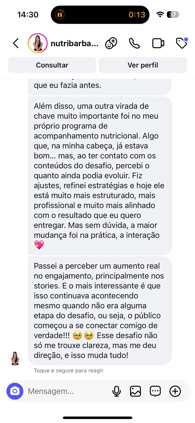 Depoimento Aluna Desafio
